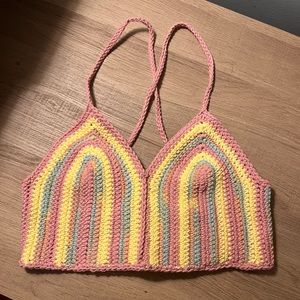 Hand crocheted Striped Crop Top